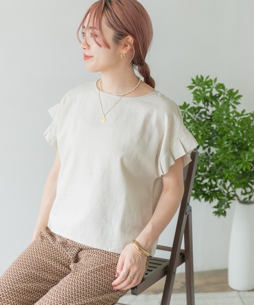 ITEMS URBANRESEARCH（アイテムズ アーバンリサーチ）の「オリガミタックリネンTシャツ（Tシャツ/カットソー・レディース・ブラック/グレー/グレー系その他/ネイビー/ブラウン・FREE）」の4枚目の写真