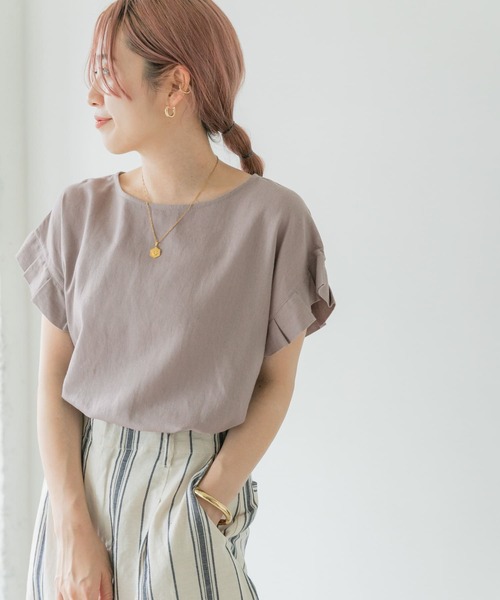 ITEMS URBANRESEARCH（アイテムズ アーバンリサーチ）の「オリガミタックリネンTシャツ（Tシャツ/カットソー・レディース・ブラック/グレー/グレー系その他/ネイビー/ブラウン・FREE）」の3枚目の写真