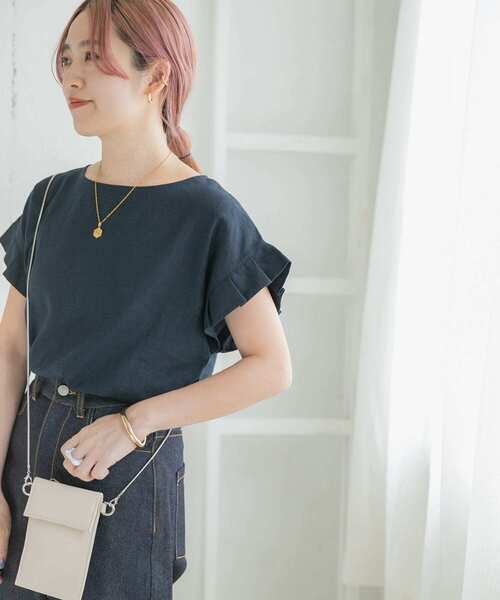 ITEMS URBANRESEARCH（アイテムズ アーバンリサーチ）の「オリガミタックリネンTシャツ（Tシャツ/カットソー・レディース・ブラック/グレー/グレー系その他/ネイビー/ブラウン・FREE）」の6枚目の写真