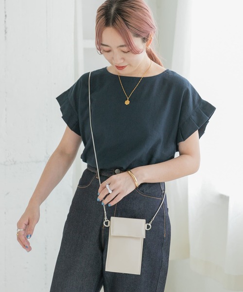 ITEMS URBANRESEARCH（アイテムズ アーバンリサーチ）の「オリガミタックリネンTシャツ（Tシャツ/カットソー・レディース・ブラック/グレー/グレー系その他/ネイビー/ブラウン・FREE）」の7枚目の写真