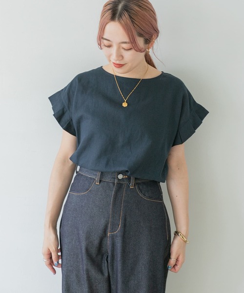 ITEMS URBANRESEARCH（アイテムズ アーバンリサーチ）の「オリガミタックリネンTシャツ（Tシャツ/カットソー・レディース・ブラック/グレー/グレー系その他/ネイビー/ブラウン・FREE）」の10枚目の写真