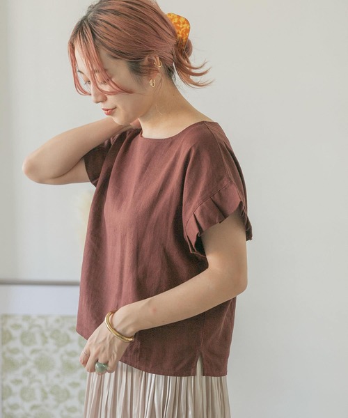 ITEMS URBANRESEARCH（アイテムズ アーバンリサーチ）の「オリガミタックリネンTシャツ（Tシャツ/カットソー・レディース・ブラック/グレー/グレー系その他/ネイビー/ブラウン・FREE）」の14枚目の写真