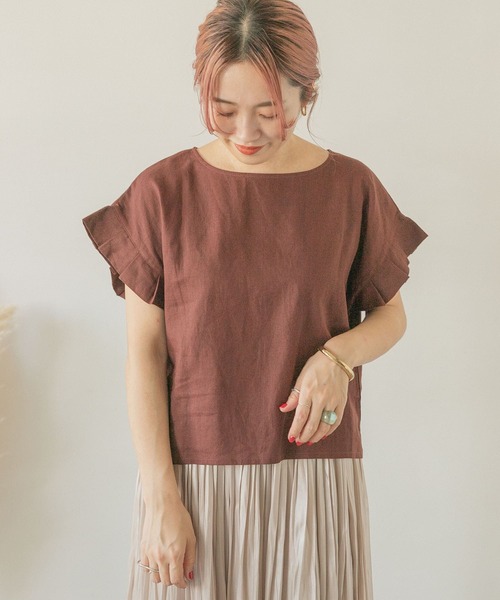 ITEMS URBANRESEARCH（アイテムズ アーバンリサーチ）の「オリガミタックリネンTシャツ（Tシャツ/カットソー・レディース・ブラック/グレー/グレー系その他/ネイビー/ブラウン・FREE）」の16枚目の写真