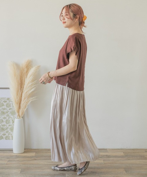 ITEMS URBANRESEARCH（アイテムズ アーバンリサーチ）の「オリガミタックリネンTシャツ（Tシャツ/カットソー・レディース・ブラック/グレー/グレー系その他/ネイビー/ブラウン・FREE）」の18枚目の写真