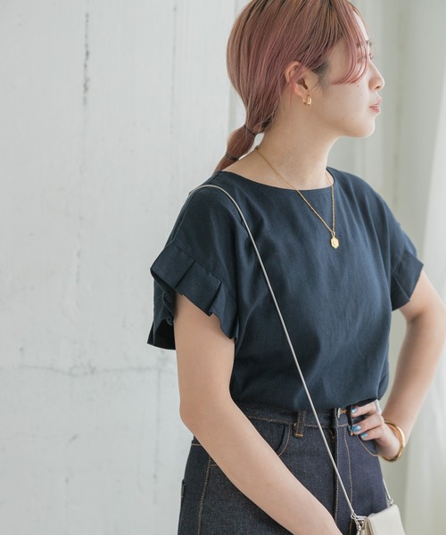 ITEMS URBANRESEARCH（アイテムズ アーバンリサーチ）の「オリガミタックリネンTシャツ（Tシャツ/カットソー・レディース・ブラック/グレー/グレー系その他/ネイビー/ブラウン・FREE）」の5枚目の写真