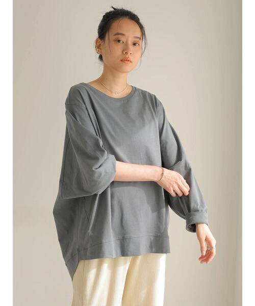 AMERICAN HOLIC（アメリカンホリック）の「ドルマン変形ステッチカットプルオーバー　＊●（Tシャツ/カットソー・レディース・サックスブルー/オフホワイト/その他7/ライトイエロー/ライトベージュ/チャコールグレー・M/L）」の3枚目の写真