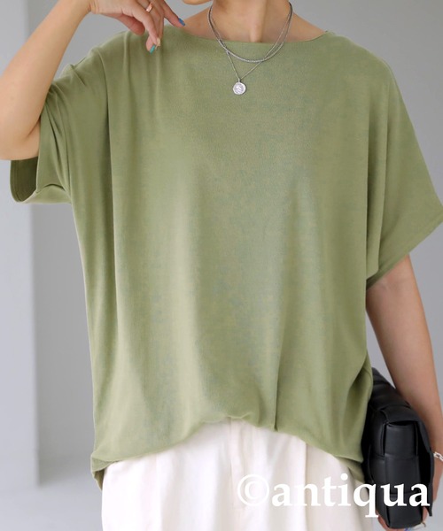 antiqua(アンティカ)の「華奢見せ確実。ボートネックドルマンT(Tシャツ/カットソー・レディース・ブラック/ベージュ/オフホワイト/カーキ/パープル系その他・FREE)」の8枚目の写真