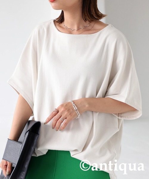 antiqua(アンティカ)の「華奢見せ確実。ボートネックドルマンT(Tシャツ/カットソー・レディース・ブラック/ベージュ/オフホワイト/カーキ/パープル系その他・FREE)」の20枚目の写真