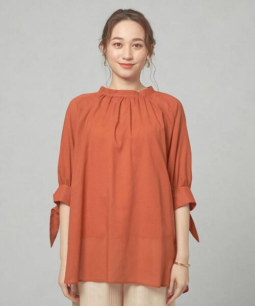 closet story（クローゼットストーリー）の「＜closet story＞CSC ソデムスビ ギャザー ブラウス（シャツ/ブラウス・レディース・ホワイト/オレンジ・FREE）」の12枚目の写真