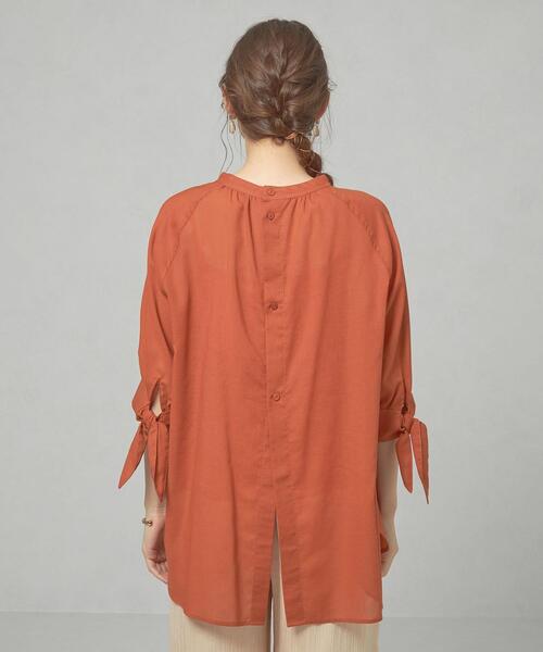 closet story（クローゼットストーリー）の「＜closet story＞CSC ソデムスビ ギャザー ブラウス（シャツ/ブラウス・レディース・ホワイト/オレンジ・FREE）」の6枚目の写真