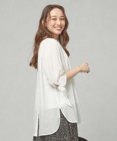 closet story（クローゼットストーリー）の「＜closet story＞CSC ソデムスビ ギャザー ブラウス（シャツ/ブラウス・レディース・ホワイト/オレンジ・FREE）」の14枚目の写真