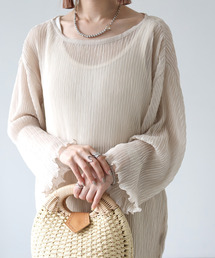 Fizz | 【Fizz/フィズ】　ヘリンボーンプリーツシアーブラウス(シャツ/ブラウス)