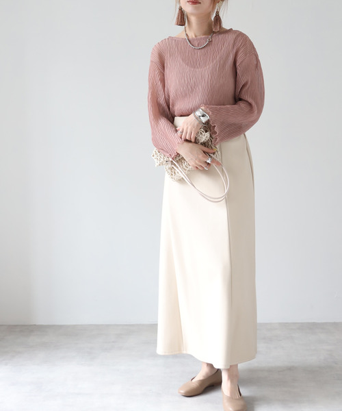 Fizz（フィズ）の「【Fizz/フィズ】　ヘリンボーンプリーツシアーブラウス（シャツ/ブラウス・レディース・ライトベージュ/ピンク/グリーン・M）」の9枚目の写真