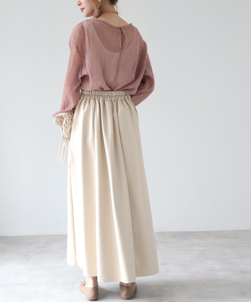 Fizz（フィズ）の「【Fizz/フィズ】　ヘリンボーンプリーツシアーブラウス（シャツ/ブラウス・レディース・ライトベージュ/ピンク/グリーン・M）」の10枚目の写真