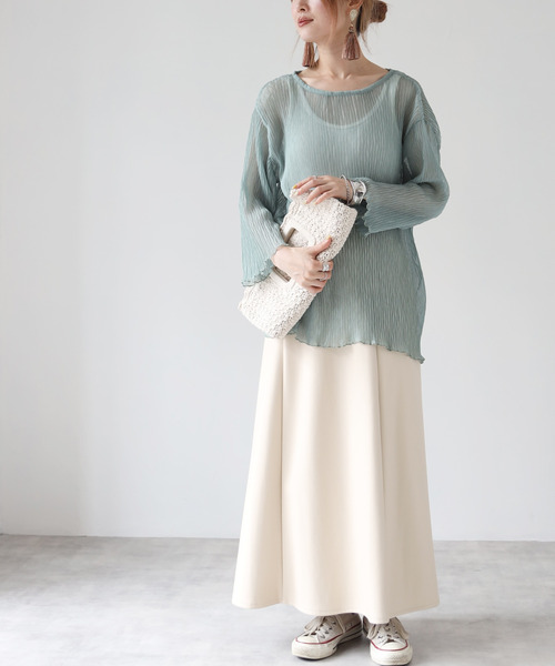 Fizz（フィズ）の「【Fizz/フィズ】　ヘリンボーンプリーツシアーブラウス（シャツ/ブラウス・レディース・ライトベージュ/ピンク/グリーン・M）」の15枚目の写真