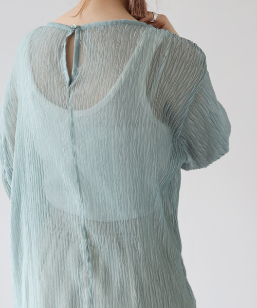 Fizz（フィズ）の「【Fizz/フィズ】　ヘリンボーンプリーツシアーブラウス（シャツ/ブラウス・レディース・ライトベージュ/ピンク/グリーン・M）」の19枚目の写真