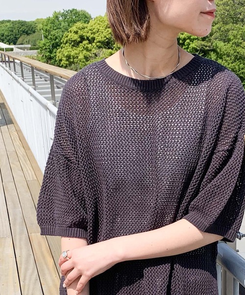 CIAOPANIC TYPY（チャオパニックティピー）の「【ZOZOTOWN限定】メッシュニットトップス2/サイドスリット（ニット/セーター・レディース・オフホワイト/チャコールグレー/オレンジ・ONE SIZE）」の3枚目の写真