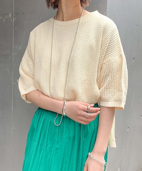 CIAOPANIC TYPY（チャオパニックティピー）の「【ZOZOTOWN限定】メッシュニットトップス2/サイドスリット（ニット/セーター・レディース・オフホワイト/チャコールグレー/オレンジ・ONE SIZE）」の12枚目の写真