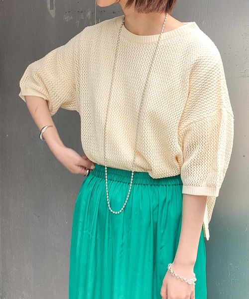 CIAOPANIC TYPY（チャオパニックティピー）の「【ZOZOTOWN限定】メッシュニットトップス2/サイドスリット（ニット/セーター・レディース・オフホワイト/チャコールグレー/オレンジ・ONE SIZE）」の8枚目の写真