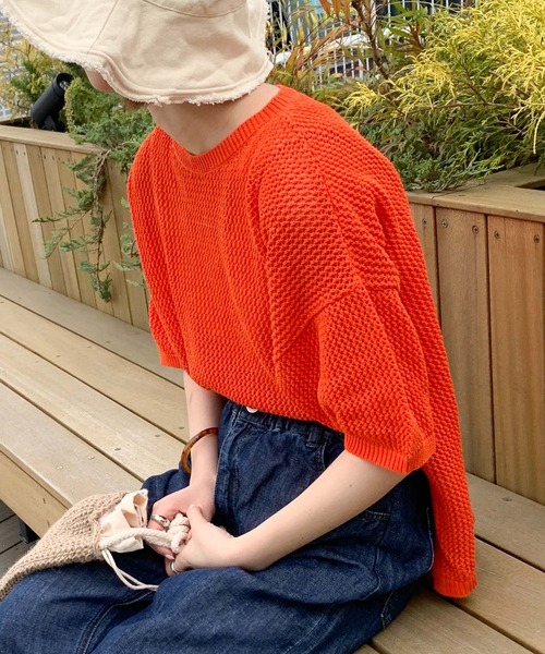 CIAOPANIC TYPY（チャオパニックティピー）の「【ZOZOTOWN限定】メッシュニットトップス2/サイドスリット（ニット/セーター・レディース・オフホワイト/チャコールグレー/オレンジ・ONE SIZE）」の14枚目の写真