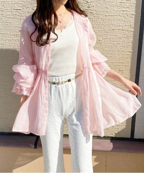 apres jour(アプレジュール)の「シアーチュニックブラウス【ZOZOTOWN限定アイテム】(シャツ/ブラウス・レディース・オフホワイト/ライトベージュ/ミント/ピンク/アイボリー・フリー/X-LARGE)」の5枚目の写真