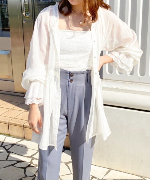 apres jour(アプレジュール)の「シアーチュニックブラウス【ZOZOTOWN限定アイテム】(シャツ/ブラウス・レディース・オフホワイト/ライトベージュ/ミント/ピンク/アイボリー・フリー/X-LARGE)」の7枚目の写真