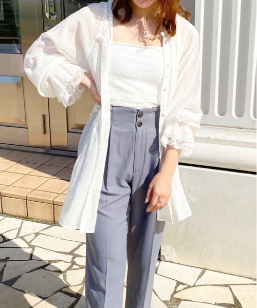 apres jour(アプレジュール)の「シアーチュニックブラウス【ZOZOTOWN限定アイテム】(シャツ/ブラウス・レディース・オフホワイト/ライトベージュ/ミント/ピンク/アイボリー・フリー/X-LARGE)」の8枚目の写真