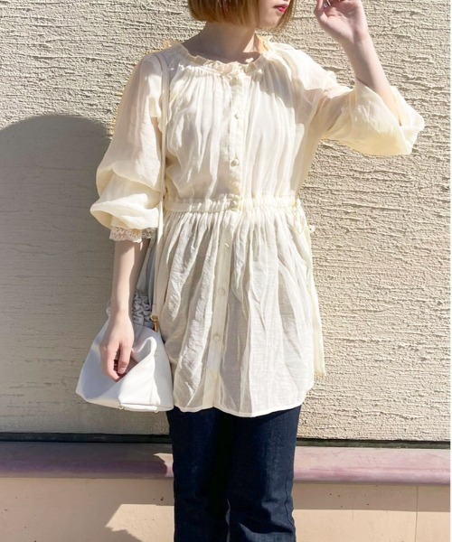 apres jour(アプレジュール)の「シアーチュニックブラウス【ZOZOTOWN限定アイテム】(シャツ/ブラウス・レディース・オフホワイト/ライトベージュ/ミント/ピンク/アイボリー・フリー/X-LARGE)」の13枚目の写真