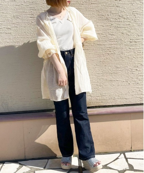 apres jour(アプレジュール)の「シアーチュニックブラウス【ZOZOTOWN限定アイテム】(シャツ/ブラウス・レディース・オフホワイト/ライトベージュ/ミント/ピンク/アイボリー・フリー/X-LARGE)」の17枚目の写真