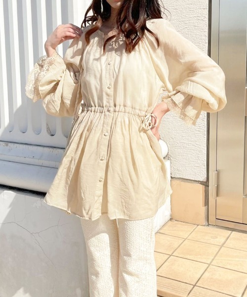 apres jour(アプレジュール)の「シアーチュニックブラウス【ZOZOTOWN限定アイテム】(シャツ/ブラウス・レディース・オフホワイト/ライトベージュ/ミント/ピンク/アイボリー・フリー/X-LARGE)」の19枚目の写真