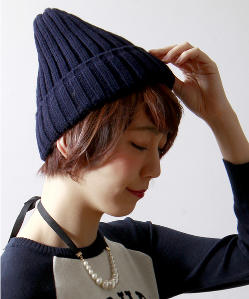 WEGO(ウィゴー)の「WEGO/プレーンリブニットキャップ(ニットキャップ/ビーニー・メンズ・ワイン/ブラック/杢グレー/ネイビー・FREE)」の4枚目の写真