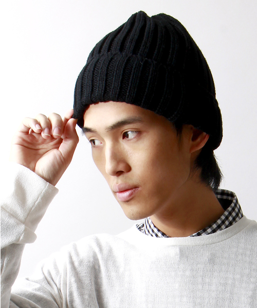 WEGO(ウィゴー)の「WEGO/プレーンリブニットキャップ(ニットキャップ/ビーニー・メンズ・ワイン/ブラック/杢グレー/ネイビー・FREE)」の2枚目の写真
