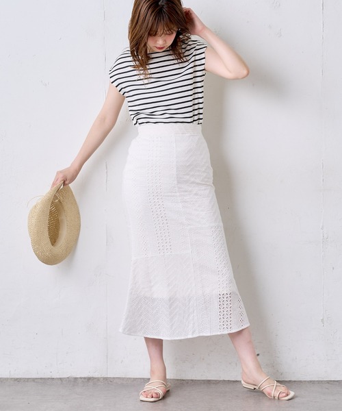 natural couture(ナチュラルクチュール)の「【WEB限定】オーバーレースパッチワークスカート(スカート・レディース・ブラック/パープル/オフホワイト・FREE)」の8枚目の写真