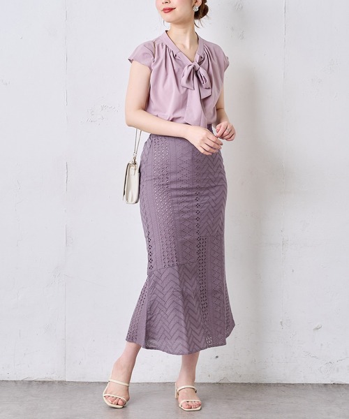 natural couture(ナチュラルクチュール)の「【WEB限定】オーバーレースパッチワークスカート(スカート・レディース・ブラック/パープル/オフホワイト・FREE)」の14枚目の写真