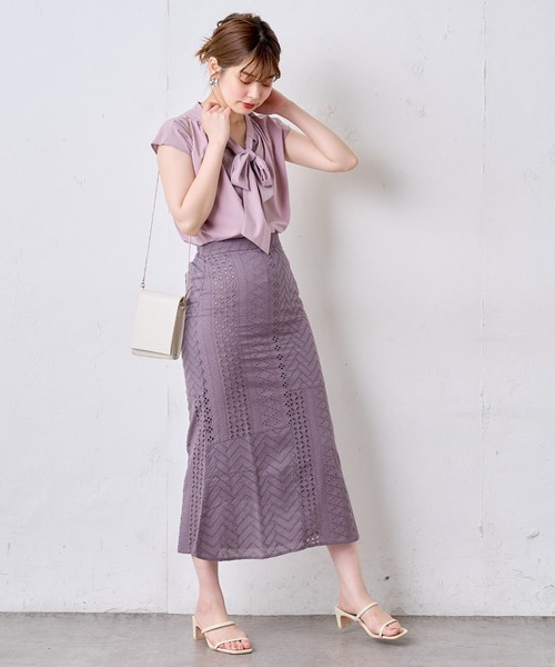 natural couture(ナチュラルクチュール)の「【WEB限定】オーバーレースパッチワークスカート(スカート・レディース・ブラック/パープル/オフホワイト・FREE)」の19枚目の写真