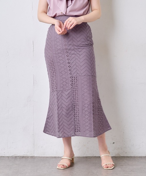 natural couture(ナチュラルクチュール)の「【WEB限定】オーバーレースパッチワークスカート(スカート・レディース・ブラック/パープル/オフホワイト・FREE)」の12枚目の写真