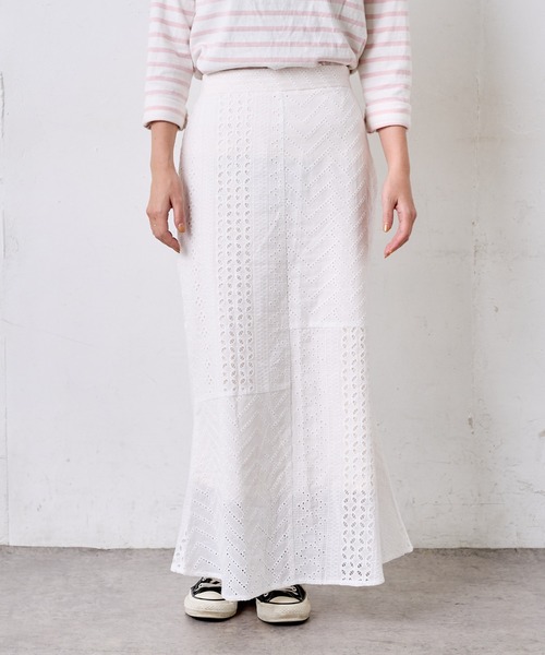 natural couture(ナチュラルクチュール)の「【WEB限定】オーバーレースパッチワークスカート(スカート・レディース・ブラック/パープル/オフホワイト・FREE)」の5枚目の写真
