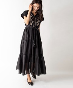 【STYLE4】インド製　刺繍ティアードワンピース