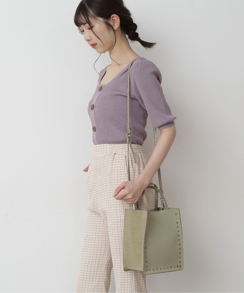 FREE'S MART（フリーズマート）の「型押しスタッズバッグ（ショルダーバッグ・レディース・ブラウン/オレンジ/ライトグリーン・ﾌﾘ-）」の10枚目の写真