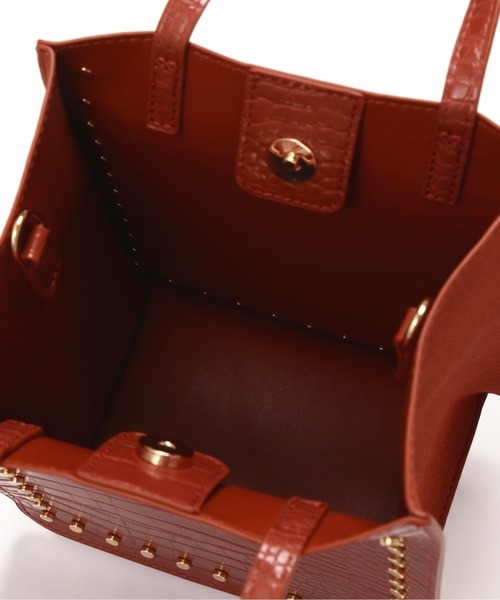 FREE'S MART（フリーズマート）の「型押しスタッズバッグ（ショルダーバッグ・レディース・ブラウン/オレンジ/ライトグリーン・ﾌﾘ-）」の20枚目の写真