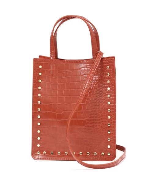 FREE'S MART（フリーズマート）の「型押しスタッズバッグ（ショルダーバッグ・レディース・ブラウン/オレンジ/ライトグリーン・ﾌﾘ-）」の22枚目の写真