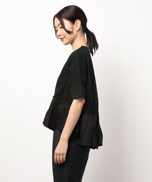 JUGLANS(ユグランス)の「☆ 16’s天竺×ブロード 裾異素材切り替えTOPS(Tシャツ/カットソー・レディース・ブラウン/ホワイト/ライトベージュ/ブラック・FREE)」の5枚目の写真