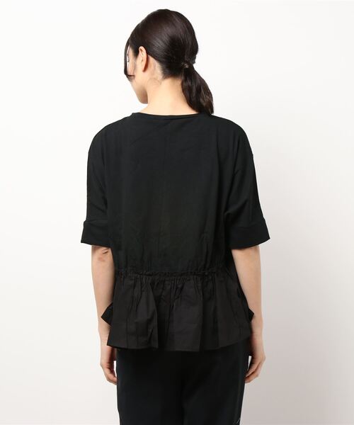 JUGLANS(ユグランス)の「☆ 16’s天竺×ブロード 裾異素材切り替えTOPS(Tシャツ/カットソー・レディース・ブラウン/ホワイト/ライトベージュ/ブラック・FREE)」の6枚目の写真