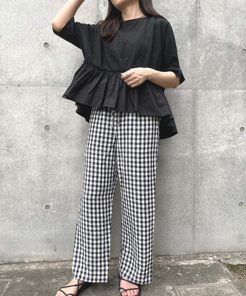 JUGLANS(ユグランス)の「☆ 16’s天竺×ブロード 裾異素材切り替えTOPS(Tシャツ/カットソー・レディース・ブラウン/ホワイト/ライトベージュ/ブラック・FREE)」の16枚目の写真