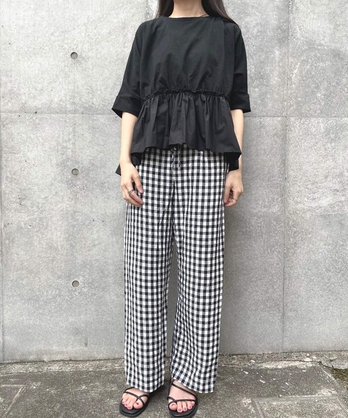 JUGLANS(ユグランス)の「☆ 16’s天竺×ブロード 裾異素材切り替えTOPS(Tシャツ/カットソー・レディース・ブラウン/ホワイト/ライトベージュ/ブラック・FREE)」の17枚目の写真