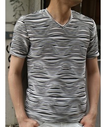 NICOLE CLUB FOR MEN | ウェーブタックジャガード半袖プルオーバー(Tシャツ/カットソー)