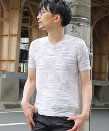 NICOLE CLUB FOR MEN | ウェーブタックジャガード半袖プルオーバー(Tシャツ/カットソー)