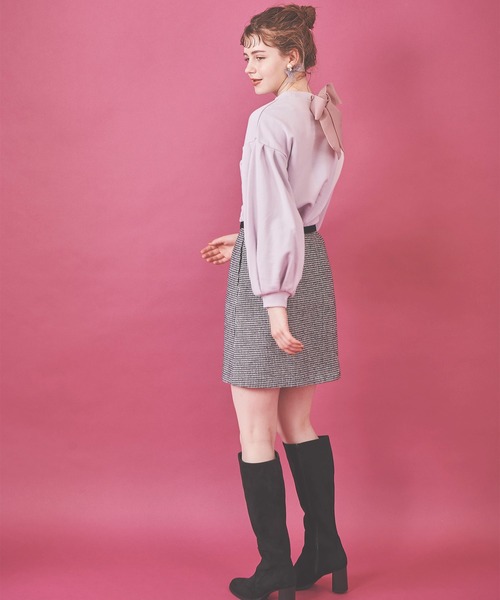 31 Sons de mode（トランテアン　ソン　ドゥ　モード）の「ベロアリボン台形チェックスカート（スカート・レディース・キャメル/ブラック×ホワイト・38/36）」の22枚目の写真