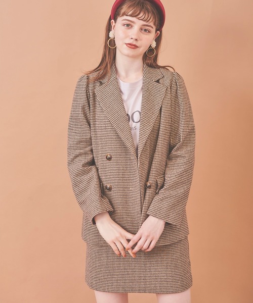 31 Sons de mode（トランテアン　ソン　ドゥ　モード）の「ベロアリボン台形チェックスカート（スカート・レディース・キャメル/ブラック×ホワイト・38/36）」の6枚目の写真