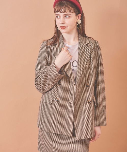 31 Sons de mode（トランテアン　ソン　ドゥ　モード）の「ベロアリボン台形チェックスカート（スカート・レディース・キャメル/ブラック×ホワイト・38/36）」の20枚目の写真